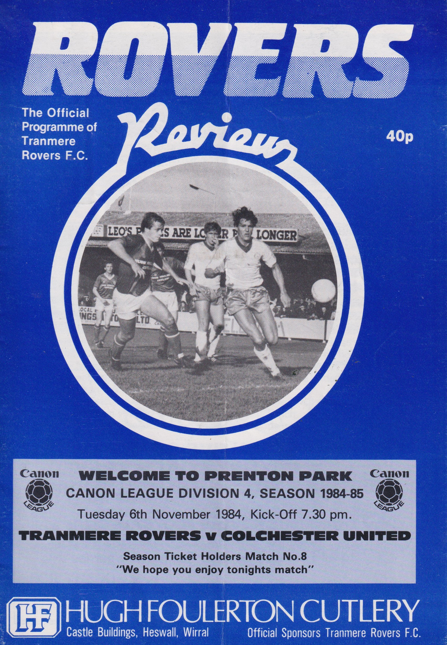 Tranmere Rovers v Colchester United match programme